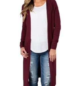 Long burgundy cardigan